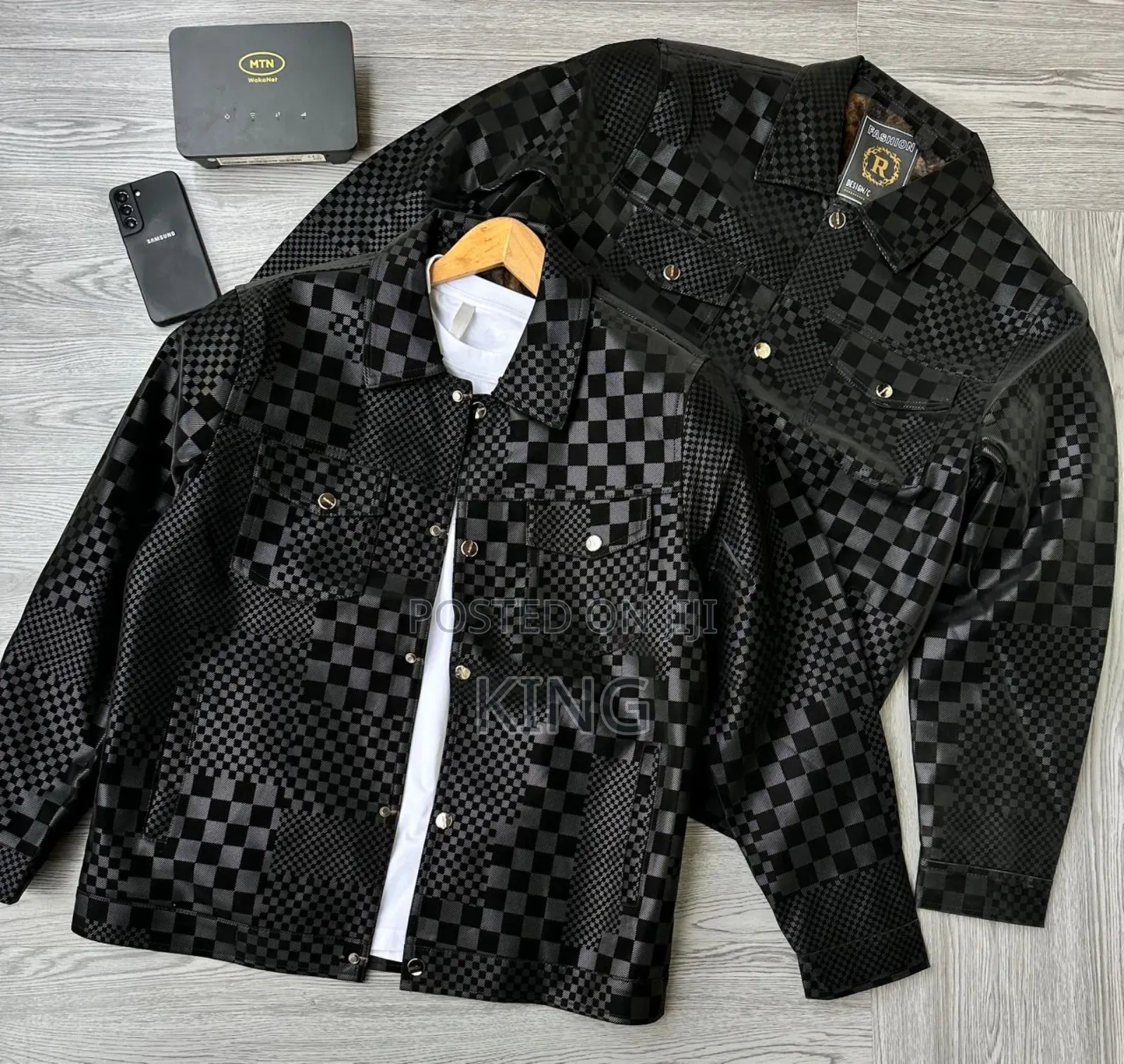 Black Checkerboard Pattern Jacket