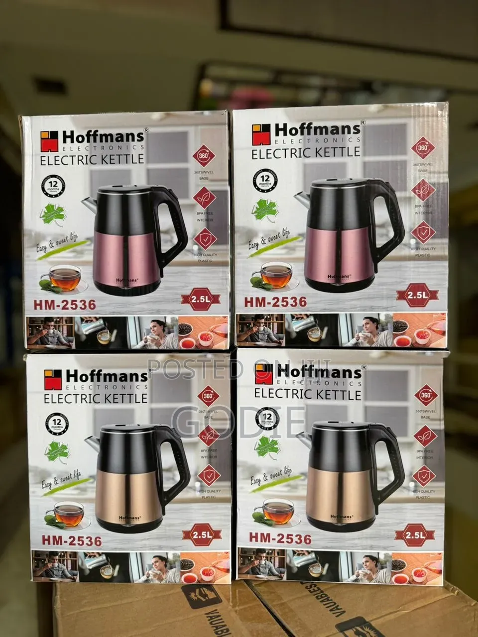 Hoffmans Electric Kettle 2.5l Hm- Brown, Black
