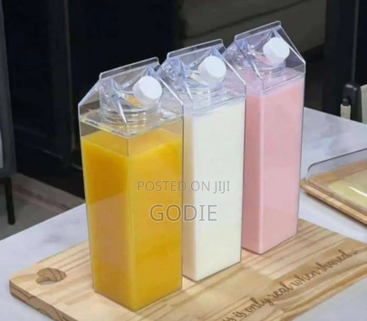 Clear Acrylic Milk Carton Style Reusable Beverage Bottle (1000ml)