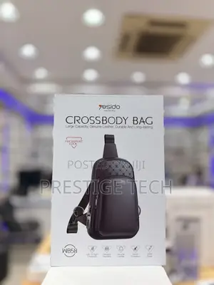 Yesido Smart Cross Body Bag With Fingerprint Lock Black Leather