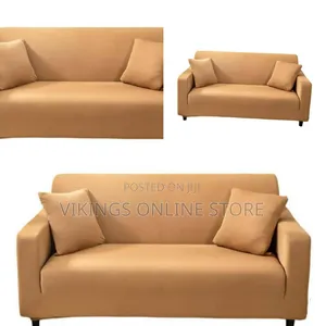 Caramel-colored, High-stretch Sofa Slipcover