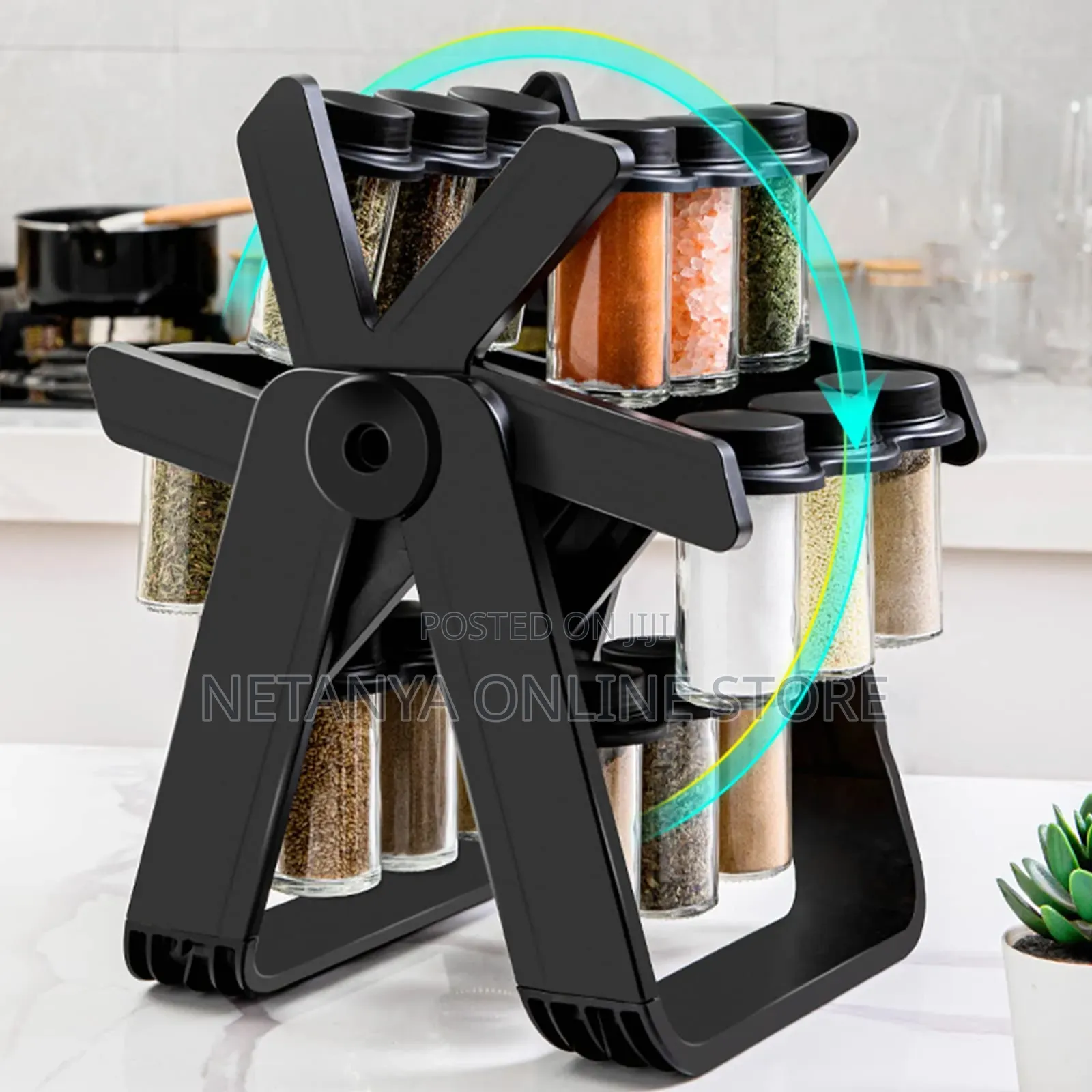 18 Spice Jars Rotating Rack