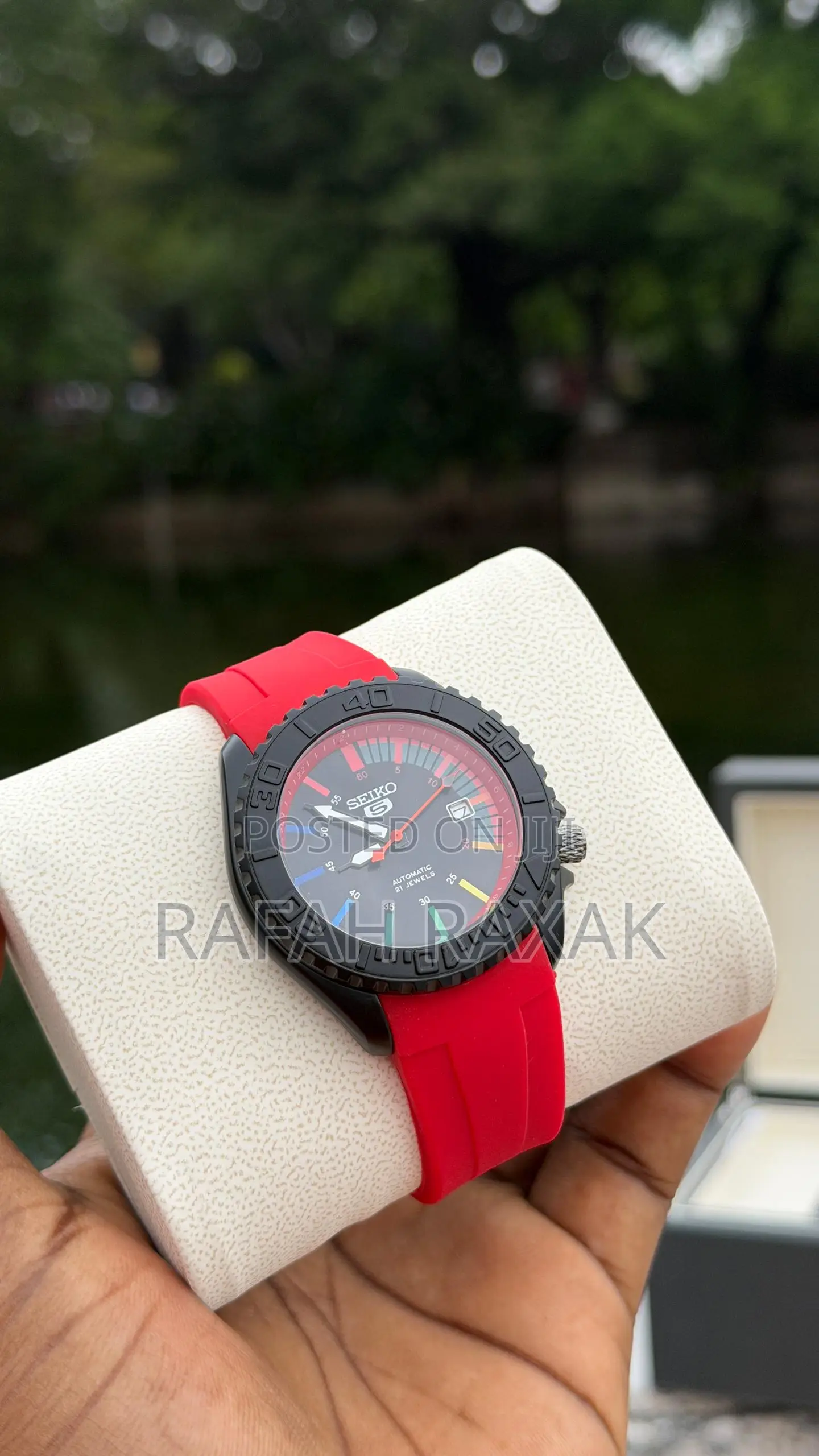 Red Rubber Strap Seiko 5 Sports Rainbow Mod