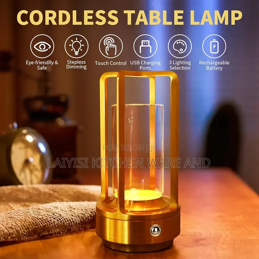 Crystal Rechargeable Bedside Lamp – 3-Color Dimmable Touch Light