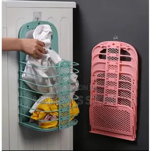 Wall-Mounted Foldable Plastic Laundry Basket Organizer.