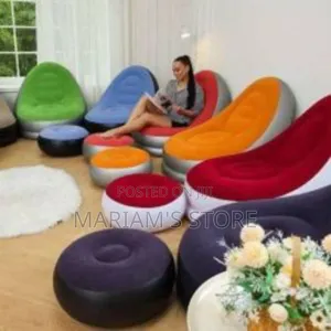 Colorful, Multifunctional Inflatable Air Sofa Chairs With an Ottoman