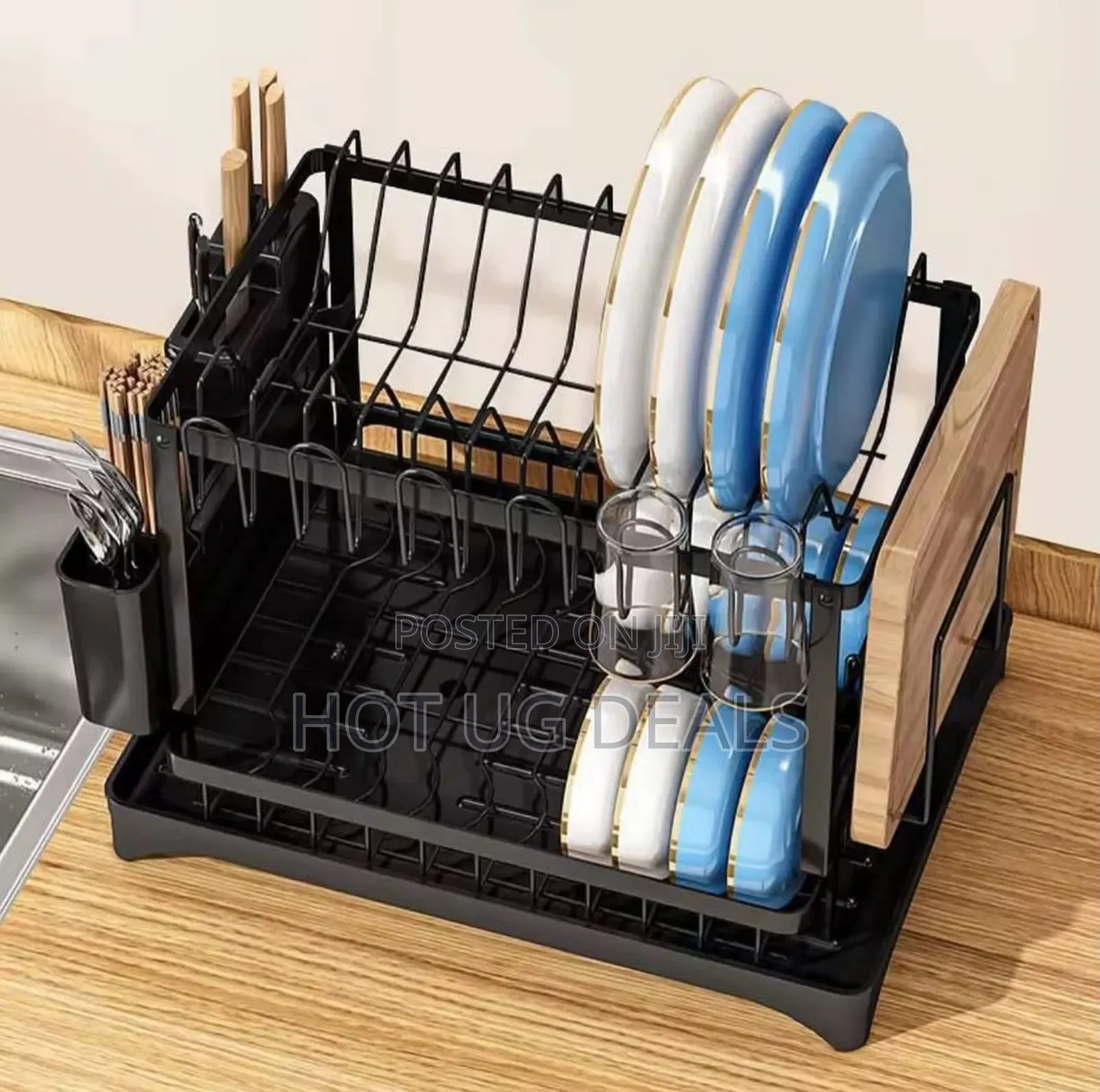 Stainless Steel 2-Tier Dish Drying Rack for Kitchen Counter