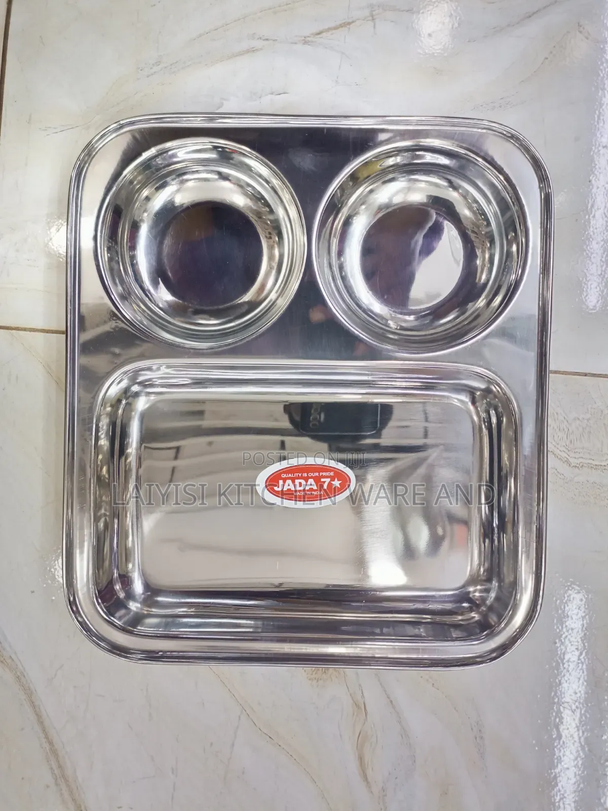 6-Piece Heavy Duty Stainless Steel 3 – Partitioned Meal Plates