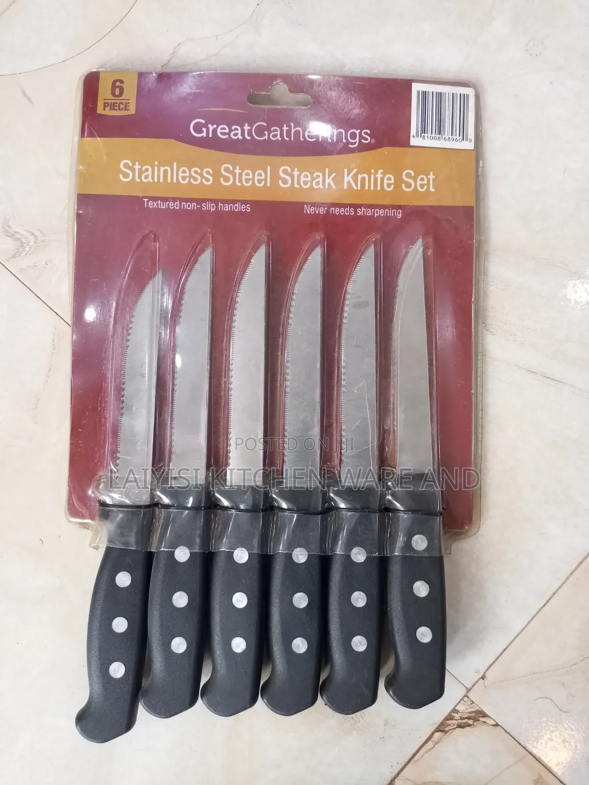 6-Piece Steak Knife Set – Sharp Blades With Comfortable Grip Handles