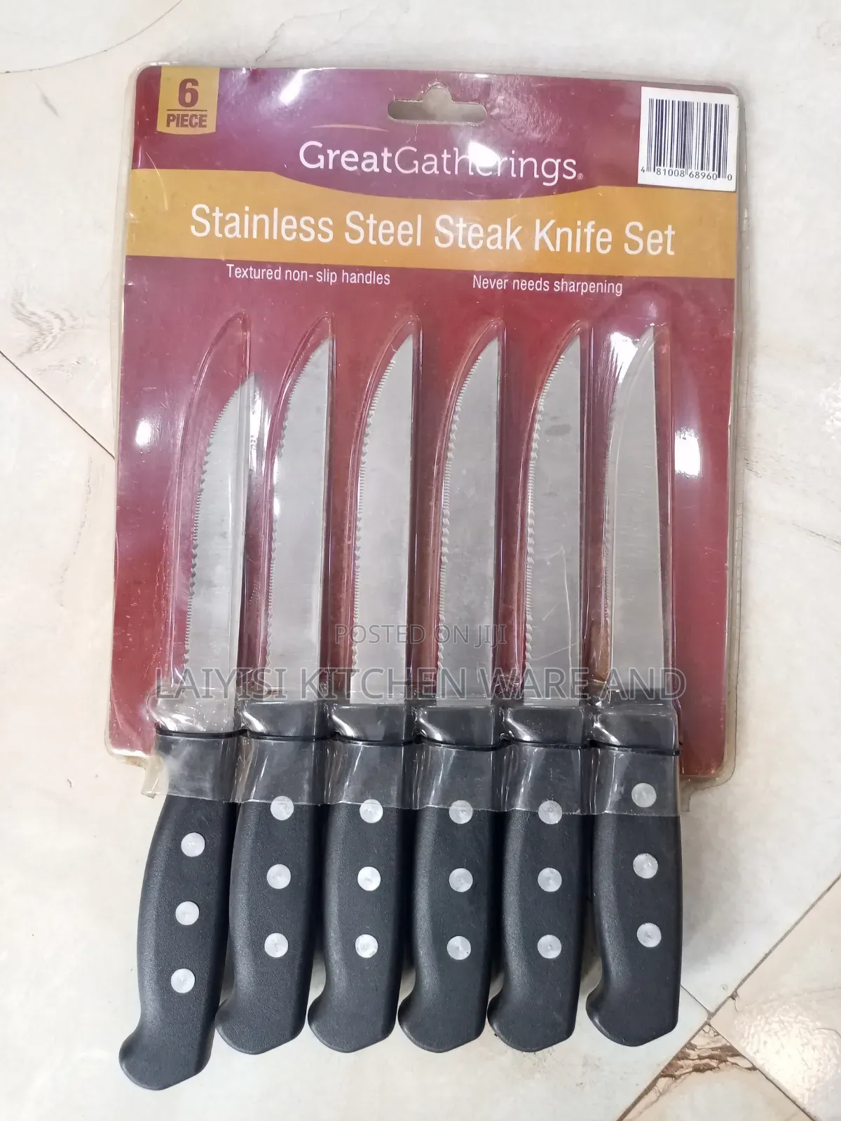 6-Piece Steak Knife Set – Sharp Blades With Comfortable Grip Handles
