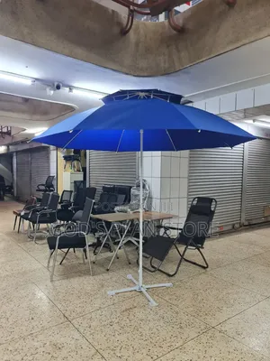 Double Top Blue Outdoor Sun Umbrella Garden Beach Bar Umbrellas