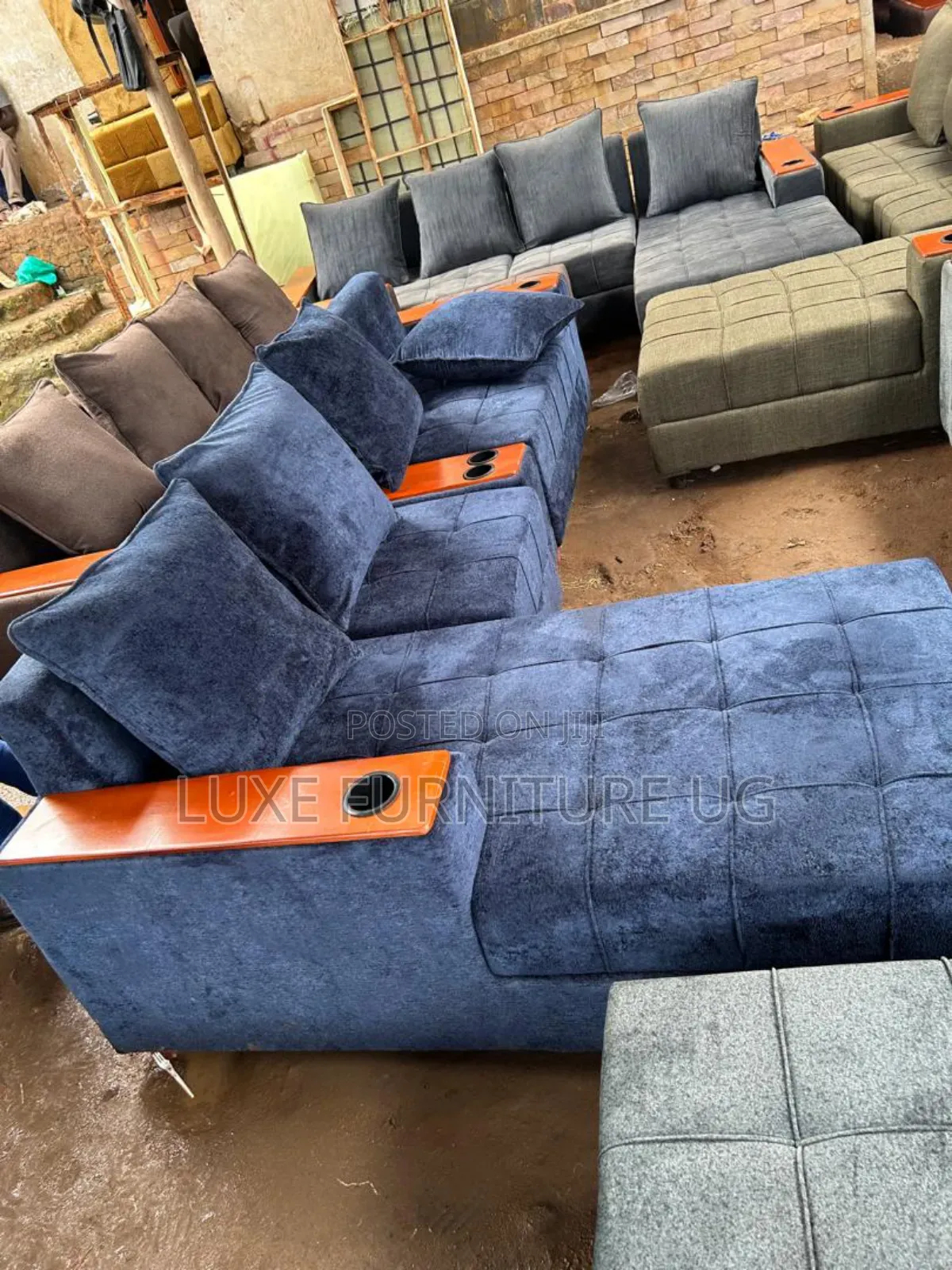 L Sofa Set/Blue/Corner Sofa