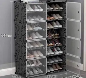 Two Column Plastic Shoe Rack 4 Rows