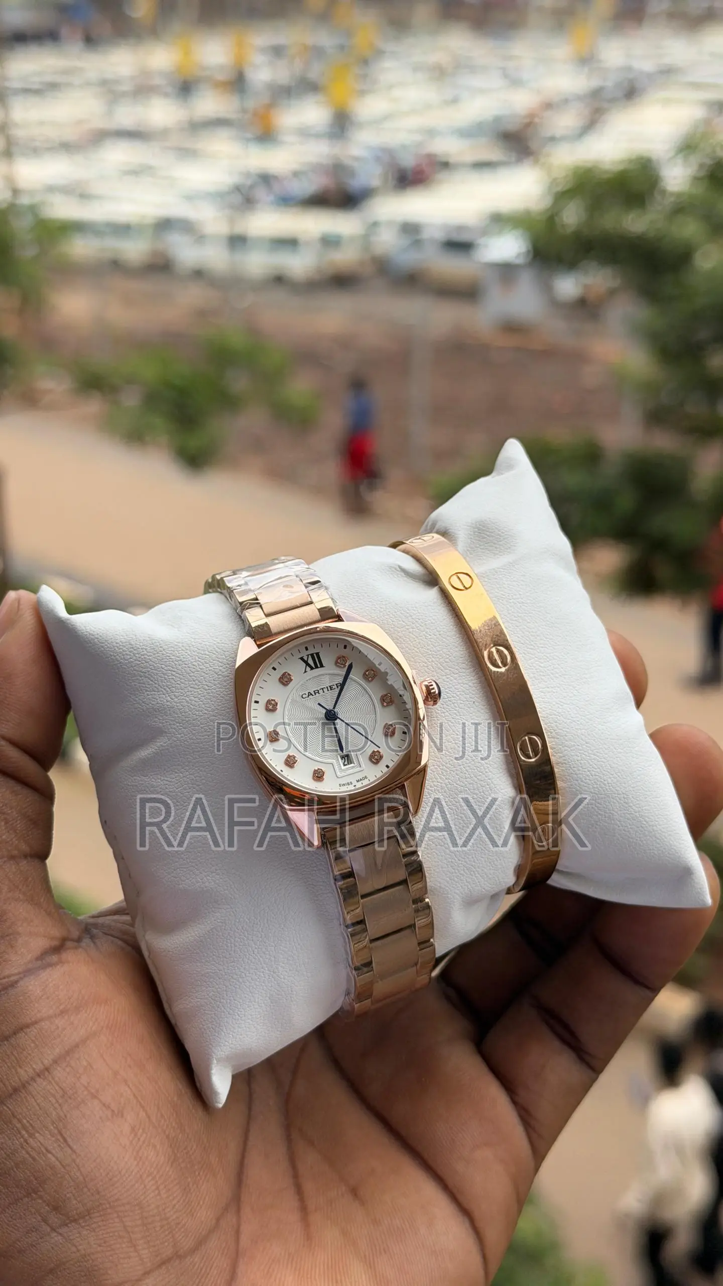 Medium Size Cartier Style Watch and Bracelet