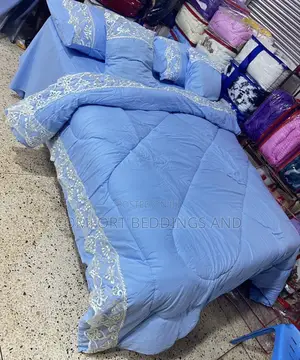 Six Piece Lace Bedcover Blue