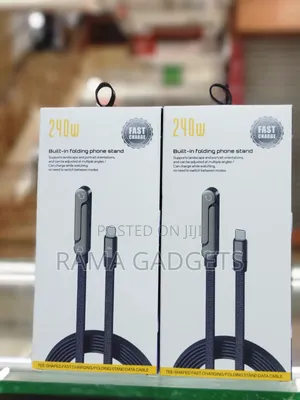 2-in-1 Fast Charging Cable With a Built-in Folding Phone Stand.