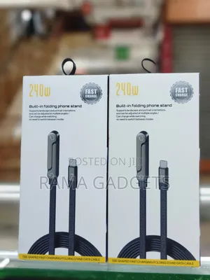 2-in-1 Fast Charging Cable With a Built-in Folding Phone Stand.