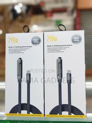 2-in-1 Fast Charging Cable With a Built-in Folding Phone Stand.