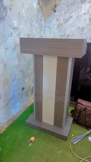 A Wooden Grayish Podium