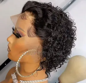 13*4 Pixie Curly Black Human Hair Wigs