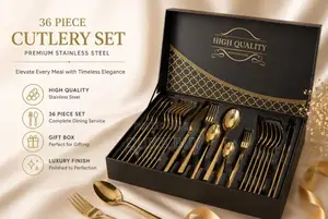 36 PCS Gold Premium Stainless Steel Cutlery Set
