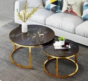 Set of 2 Furniture Round End Center Coffee Table