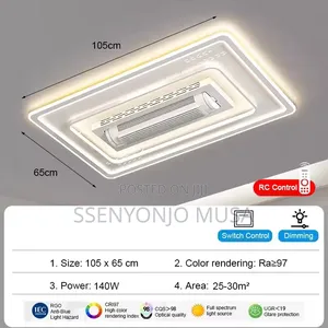 Modern Invisible Bladeless Led Ceiling Fan Light–Remote Control, White