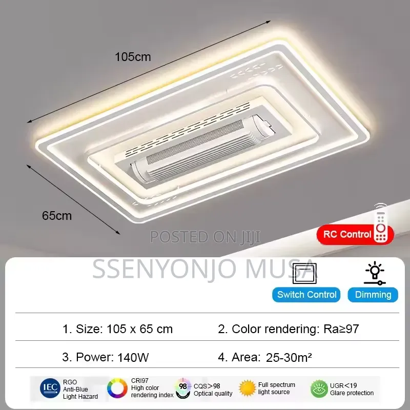 Modern Invisible Bladeless Led Ceiling Fan Light–Remote Control, White