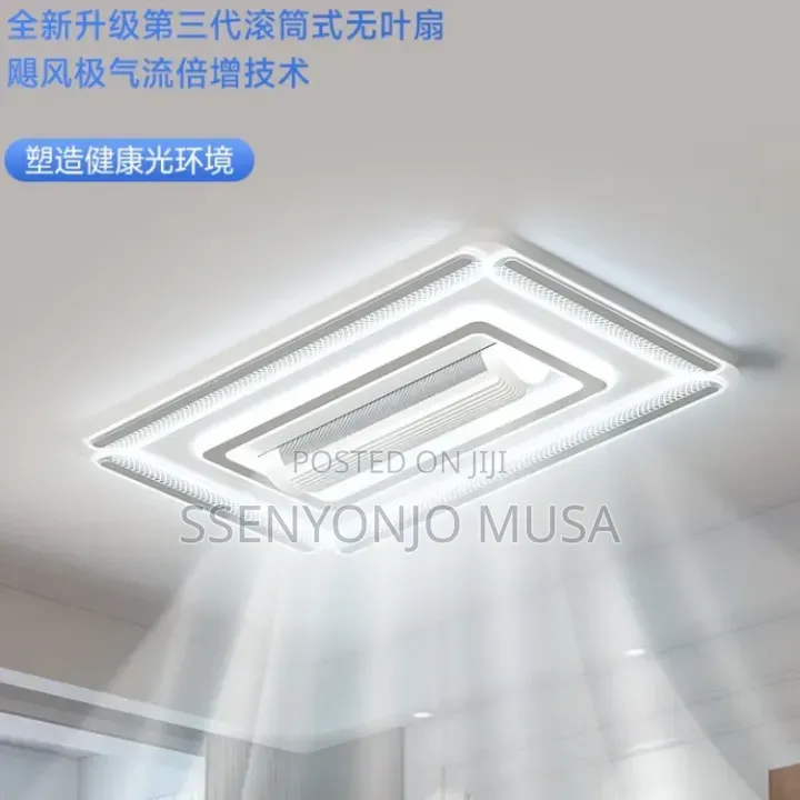 Modern Invisible Bladeless Led Ceiling Fan Light–Remote Control, White