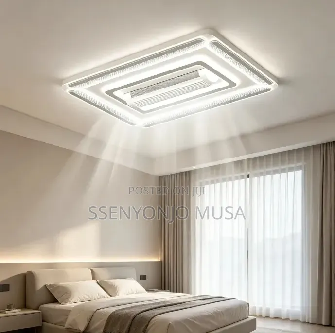 Modern Invisible Bladeless Led Ceiling Fan Light–Remote Control, White