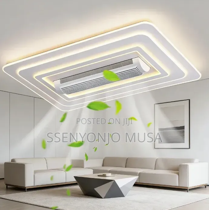 Modern Invisible Bladeless Led Ceiling Fan Light–Remote Control, White