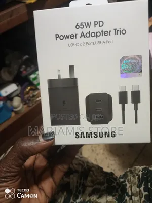 Samsung 65w Pd Power Adapter Trio Featuring Two Usb-C Port.