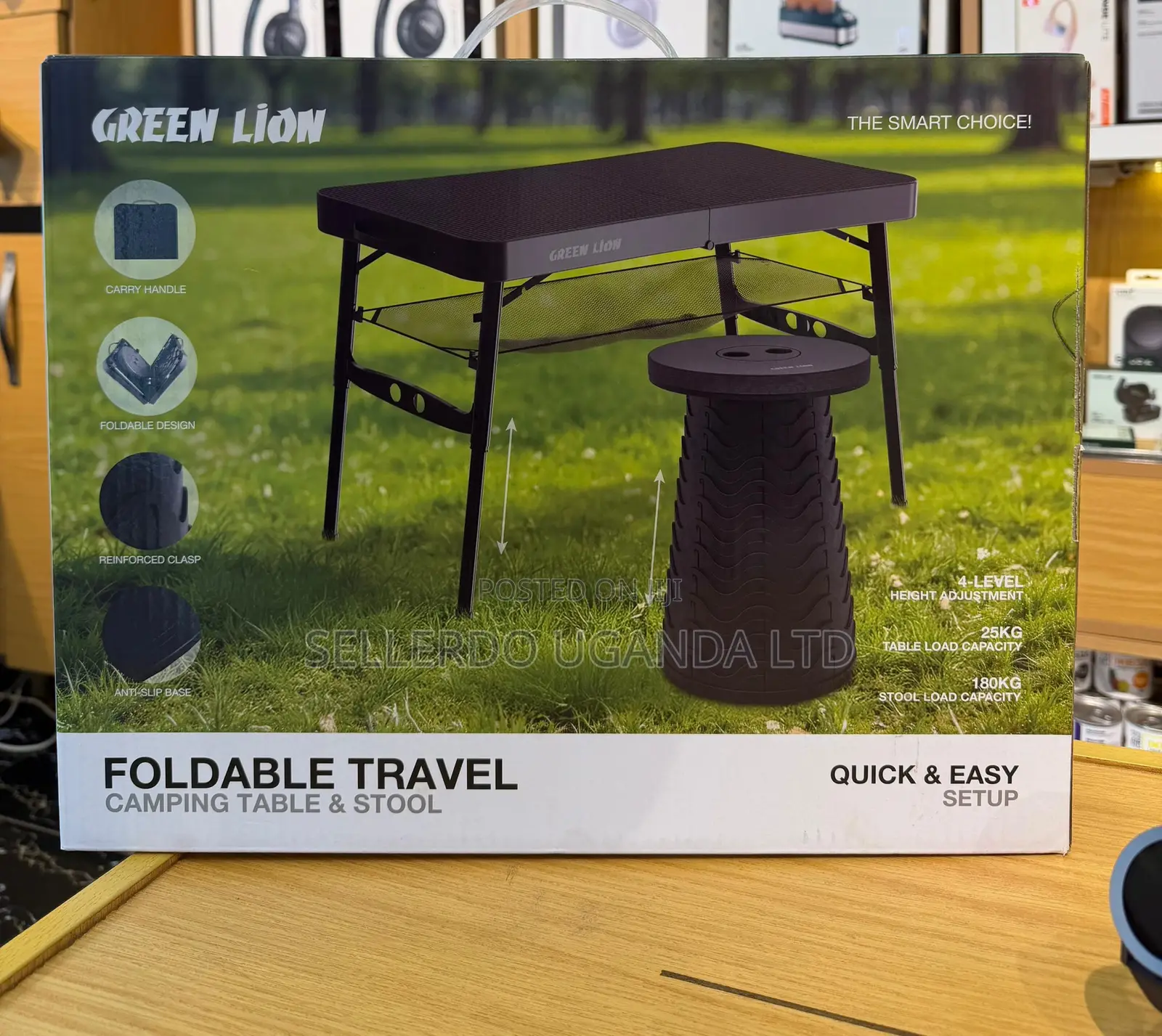 Green Lion Foldable Travel Camping Table Stool