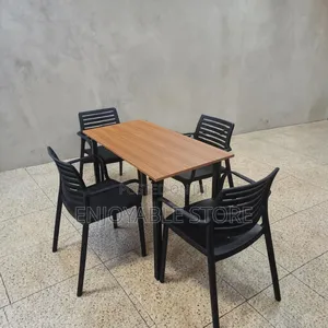 Dining Wooden Table and Plastic Chairs Dining Wooden Table and Chairs