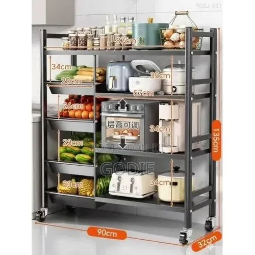 Movable Kitchen Storage Rack 90cm