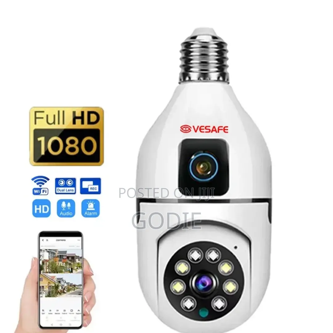 Bulb Camera Light Wifi PTZ I P Cam - White
