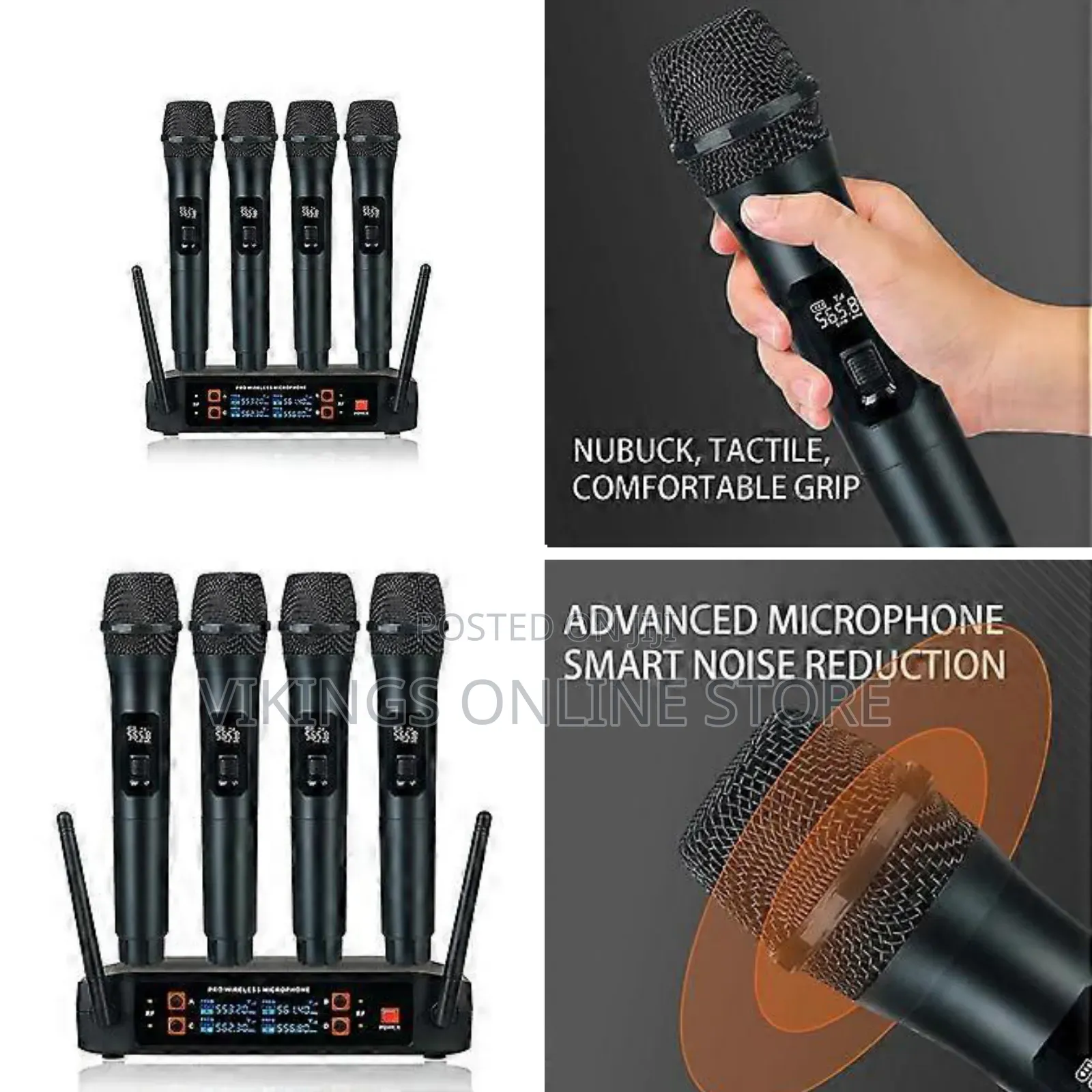 Professional 4-Channel VHF Handheld Wireless Microphone System