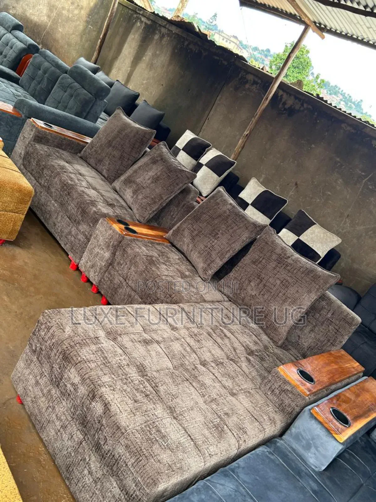 Browish L Sofa/ Back Cushioned