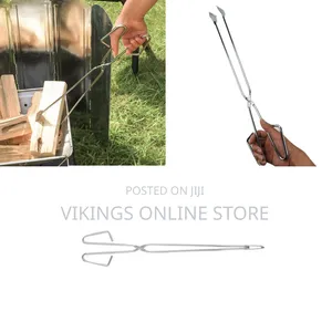 Long Handle Campfire Charcoal Tongs Outdoor Barbecue Carbon Clip