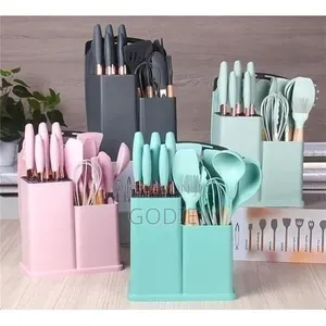 19pcs Kitchen Cooking Utensils and Knife Set With Block