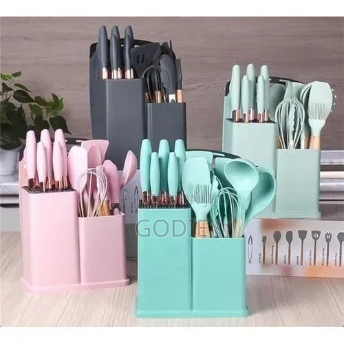19pcs Kitchen Cooking Utensils and Knife Set With Block