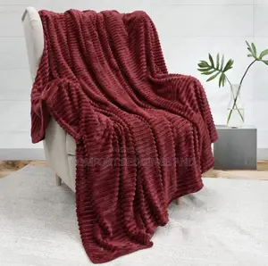Stripped Throw Blanket Maroon