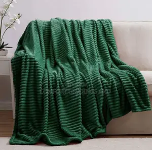 Stripped Throw Blanket Forest Green