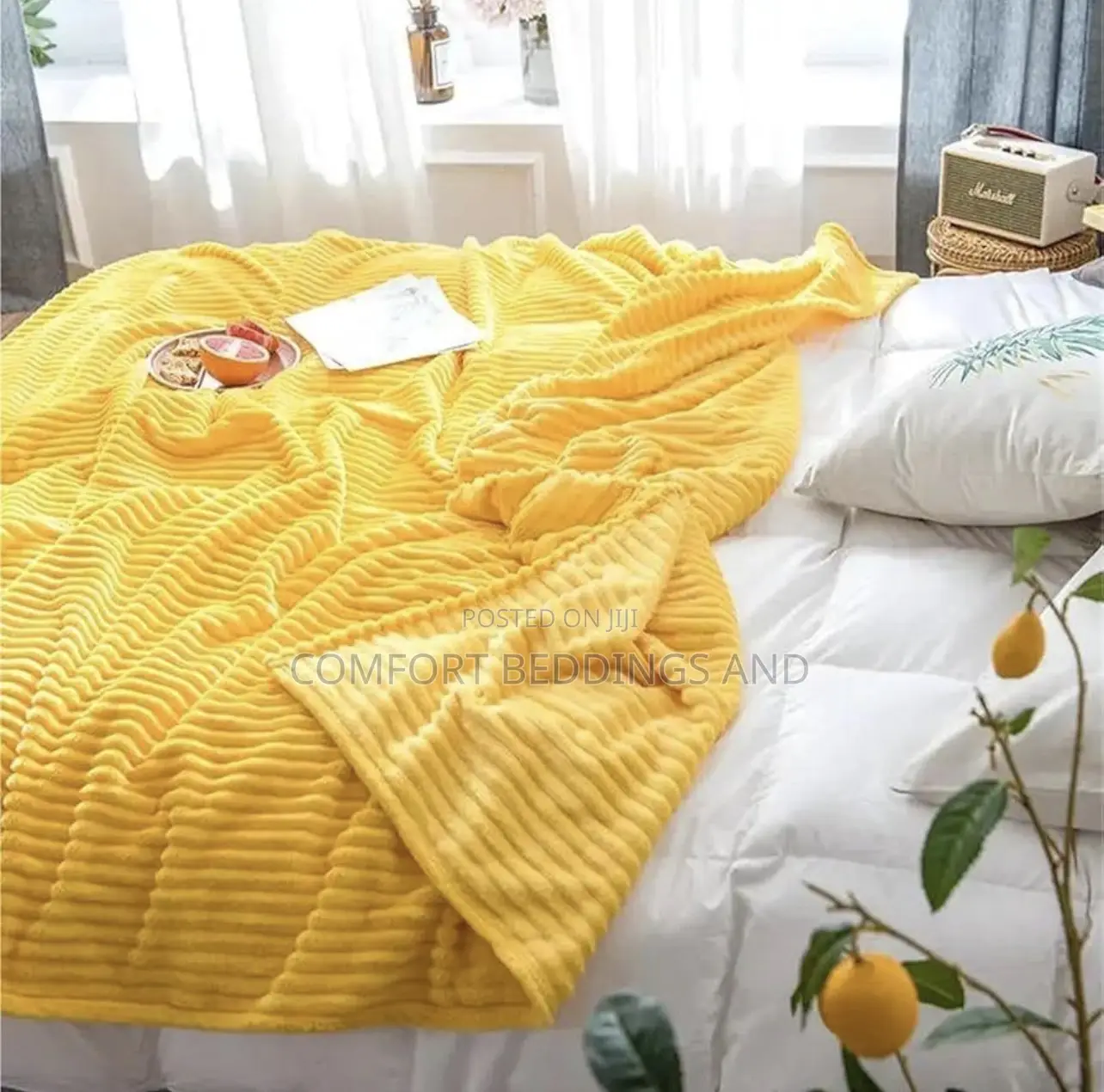 Stripped Throw Blanket Yellow