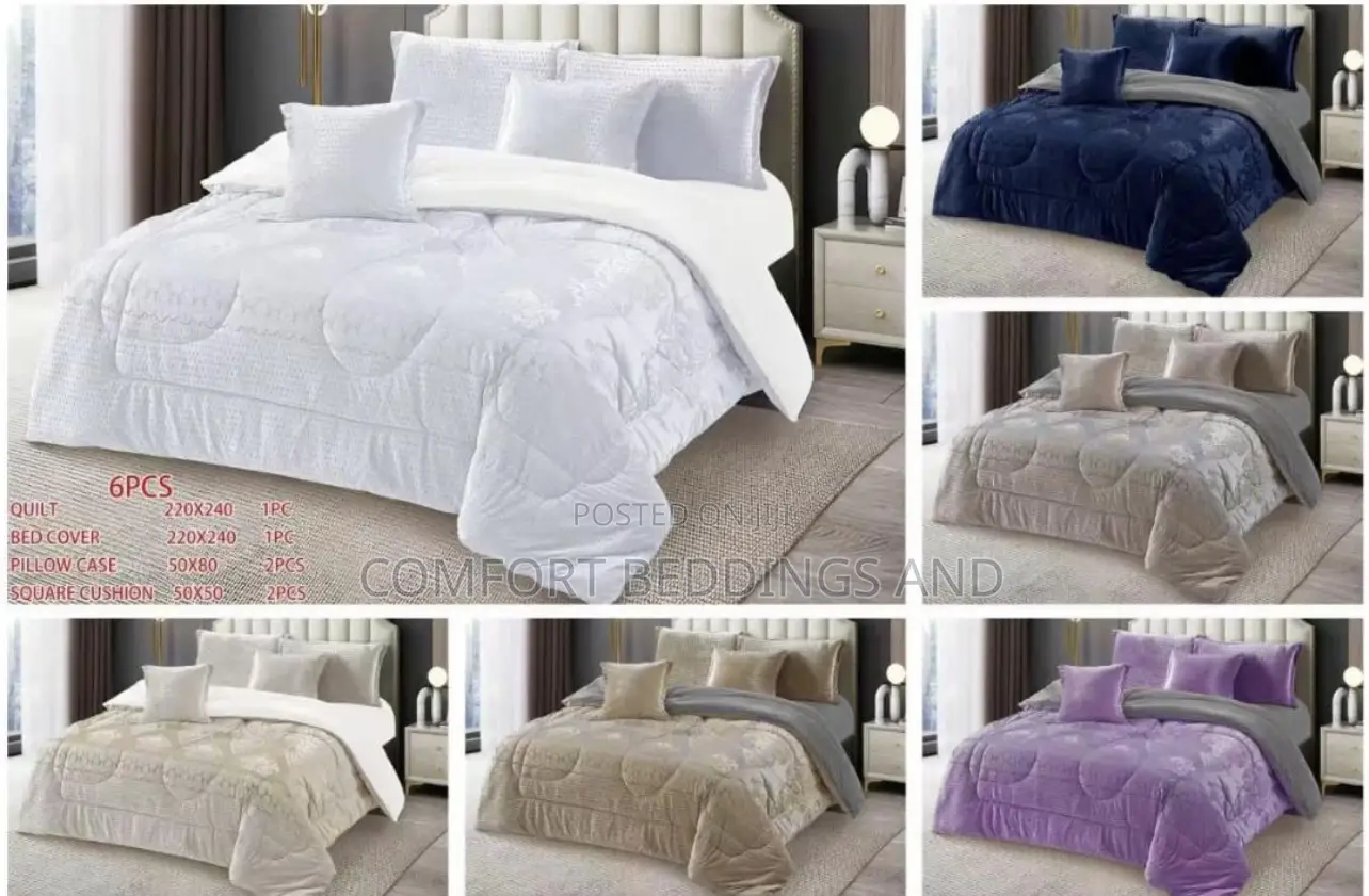 Six Pieces Soft Velvet Bedcover