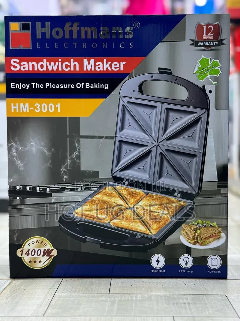 4 Slices Non Stick Sandwich Maker/ Toaster - Black