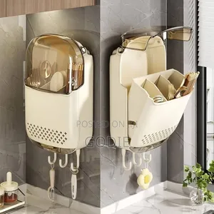 Wall-mounted Kitchen Cutlery Drainer And Storage Box