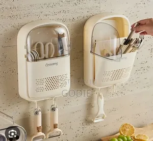 Wall-mounted Kitchen Cutlery Drainer And Storage Box