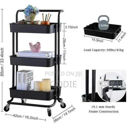 Tier Rolling Utility Organizer Rack,