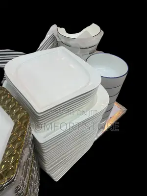 Set of Food Plates Luxury Style and Ceramic White Dinner Plates